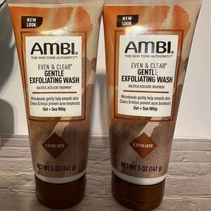 Ambi Even & Clear Gentle‎ Exfoliating Wash - 2 5 ozs bottles